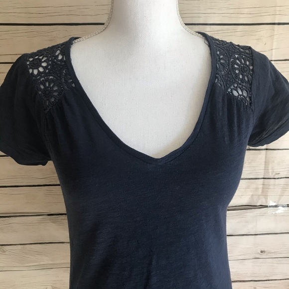 Lucky Brand Knitwear Navy Blue Crocheted Top - Picture 2 of 8